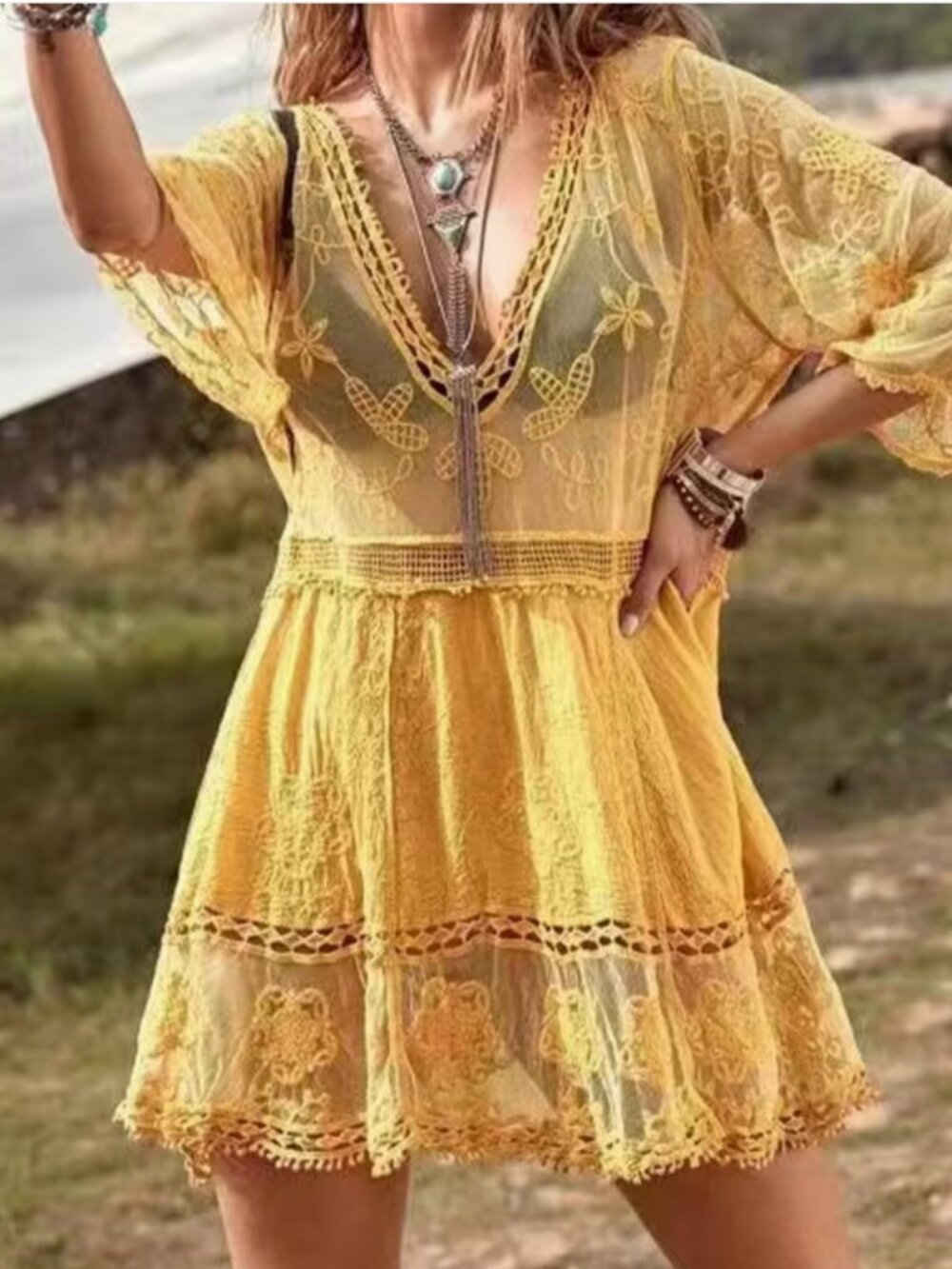 New Gypsy Style Boho Cover up Dress Layering Piece